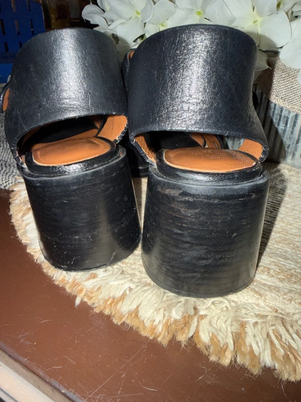 Zara Black Leather Strappy Block Heel Sandals size 38 or 8 - Picture 9 of 9